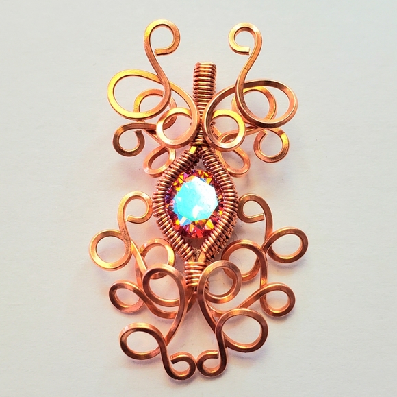 Electroplated cubic zirconia wire wrap necklace - Picture 1 of 4